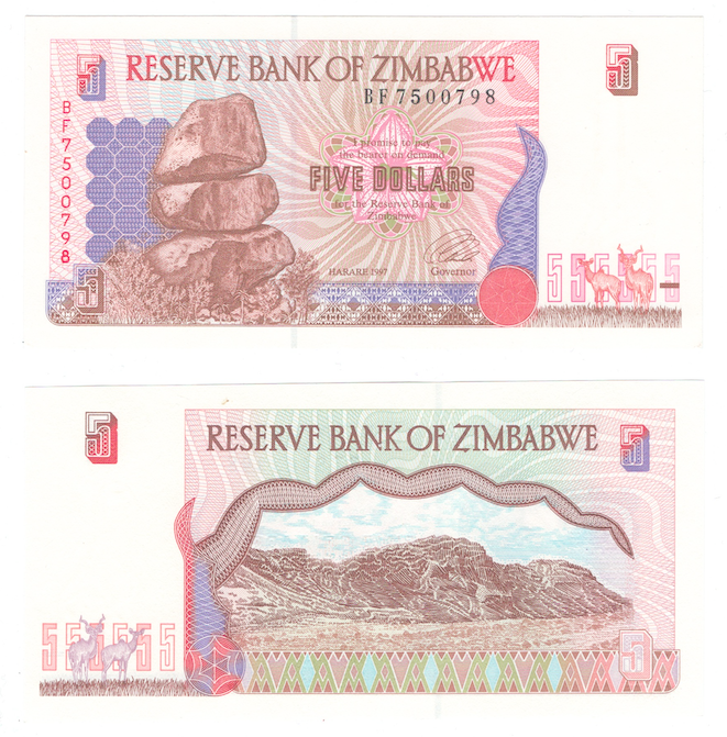Зимбабве | 5 долларов | 1997 год фото 1