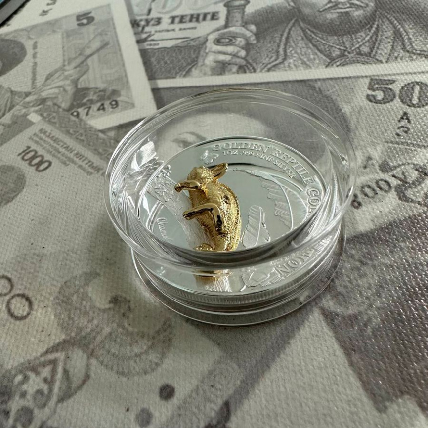 Набор "Золотая коллекция рептилий" 3D-вставка, золочение - Самоа, 5 долларов фото 11