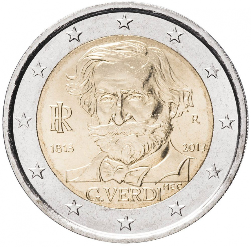 2 евро Италия 2013 - 200 лет со дня рождения Джузеппе Верди (XF) фото 1