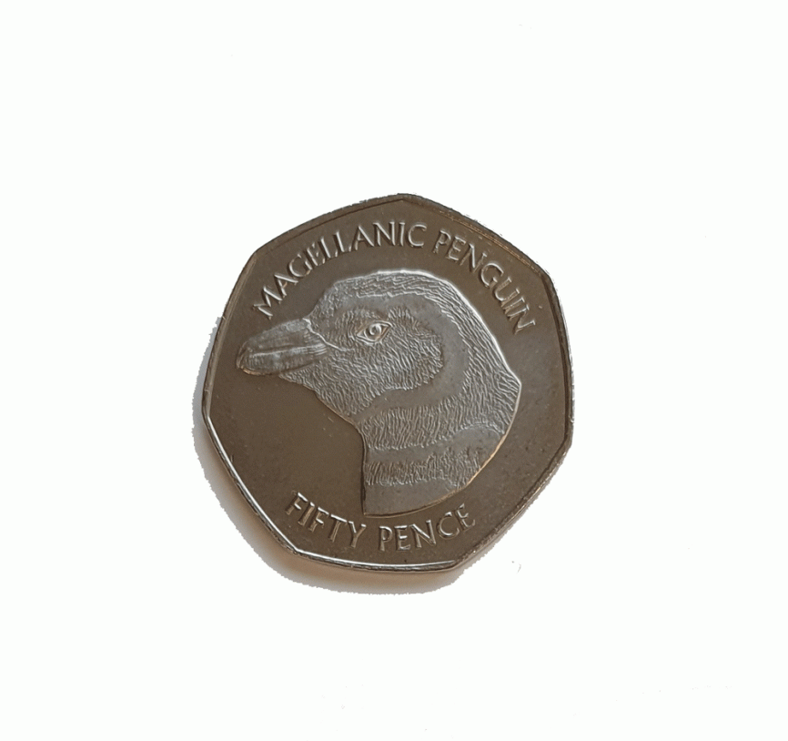 Пингвин Magellanic - о.Фалкон, 50 пенсов, 2018 год фото 1