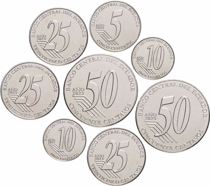 Набор монет Эквадора 2023 год (сентаво, 8 штук) фото 2