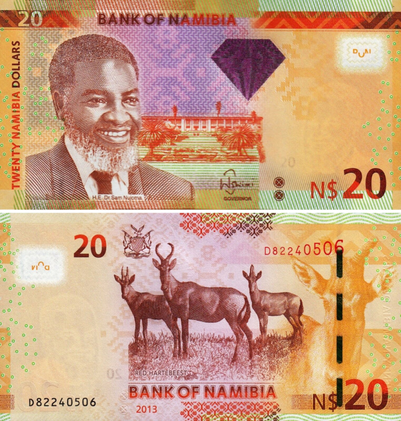 Намибия, 20 долларов, 2013 год фото 1