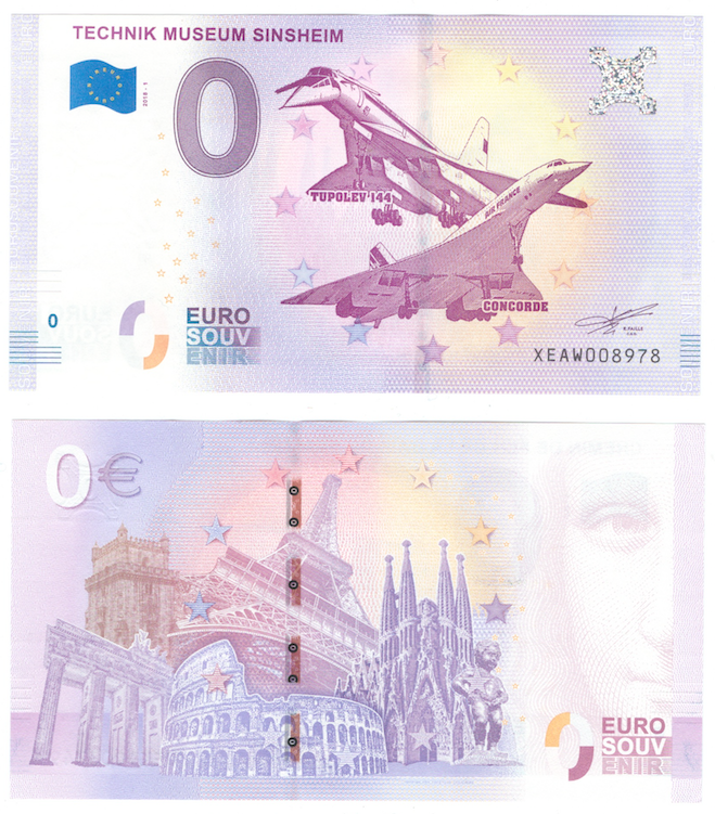 0 евро (euro) сувенирные - Музей техники в Зинсхайме, 2018 год фото 1