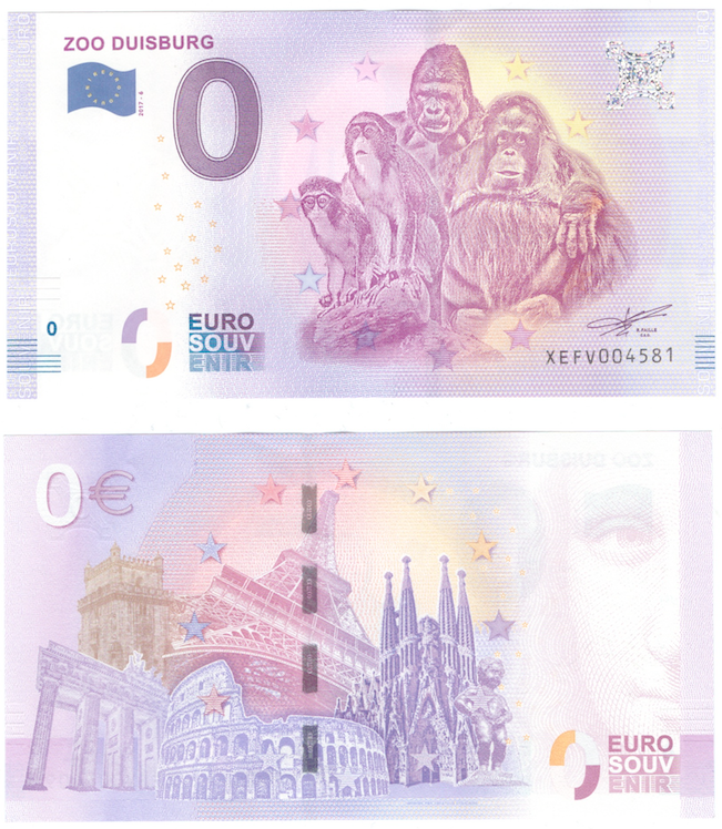 0 евро (euro) сувенирные - Зоопарк Дуйсбурга, 2017 год фото 1