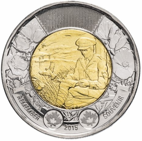 100 лет стихотворению "На полях Фландрии" - 2 доллара 2015 год, Канада фото 1