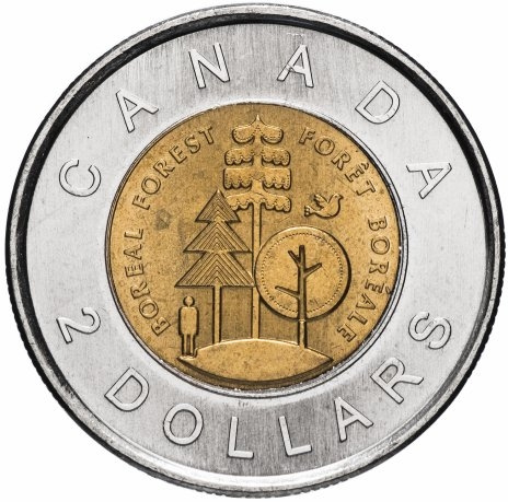Тайга - половина суши Канады, 2 доллара 2011 год, Канада фото 1