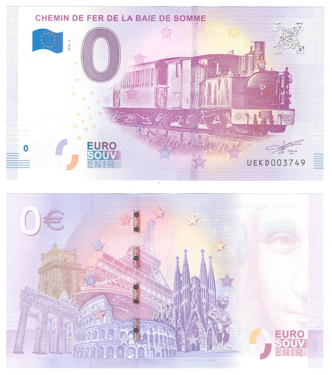 0 евро (euro) сувенирные - Железная дорога в Бэ де Сом, 2018 год фото 1