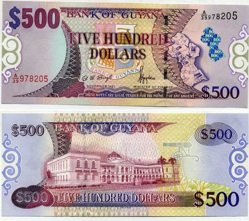 Гайана 500 долларов 2002 год фото 1