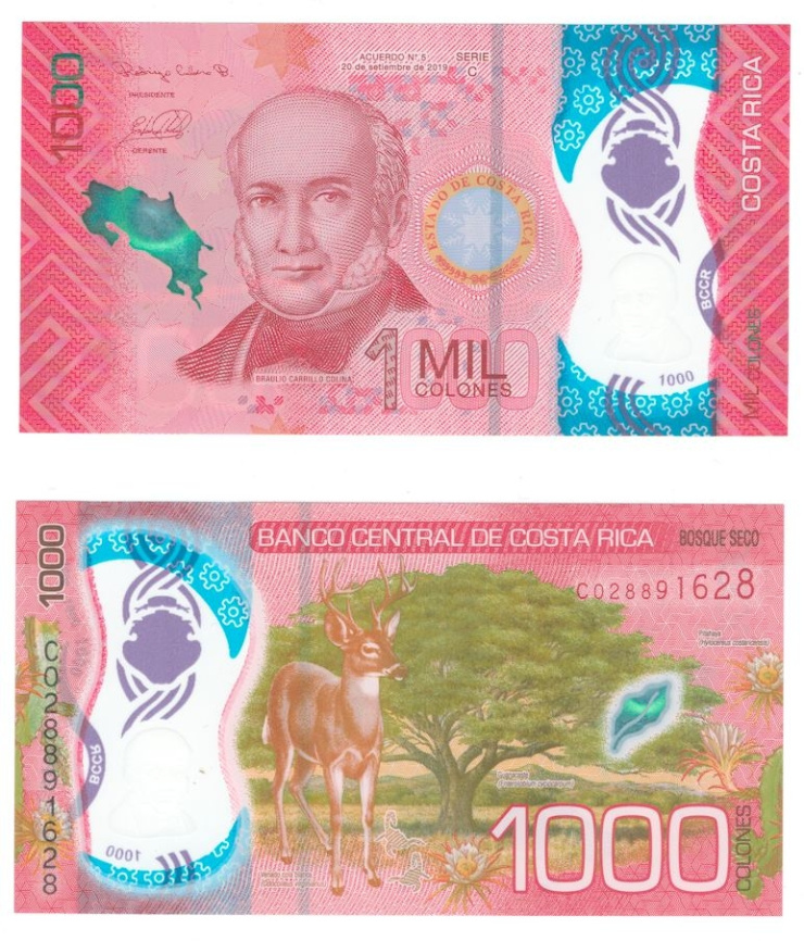 Коста-Рика 1000 колон 2019 год (полимер) фото 1