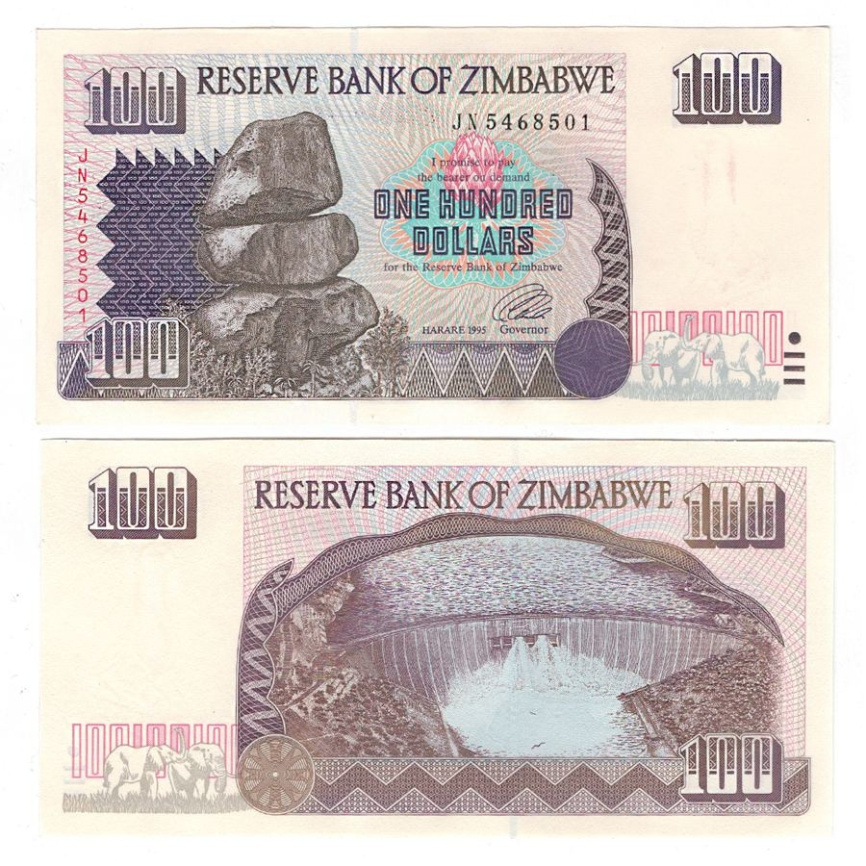 Зимбабве 100 долларов 1995 год фото 1