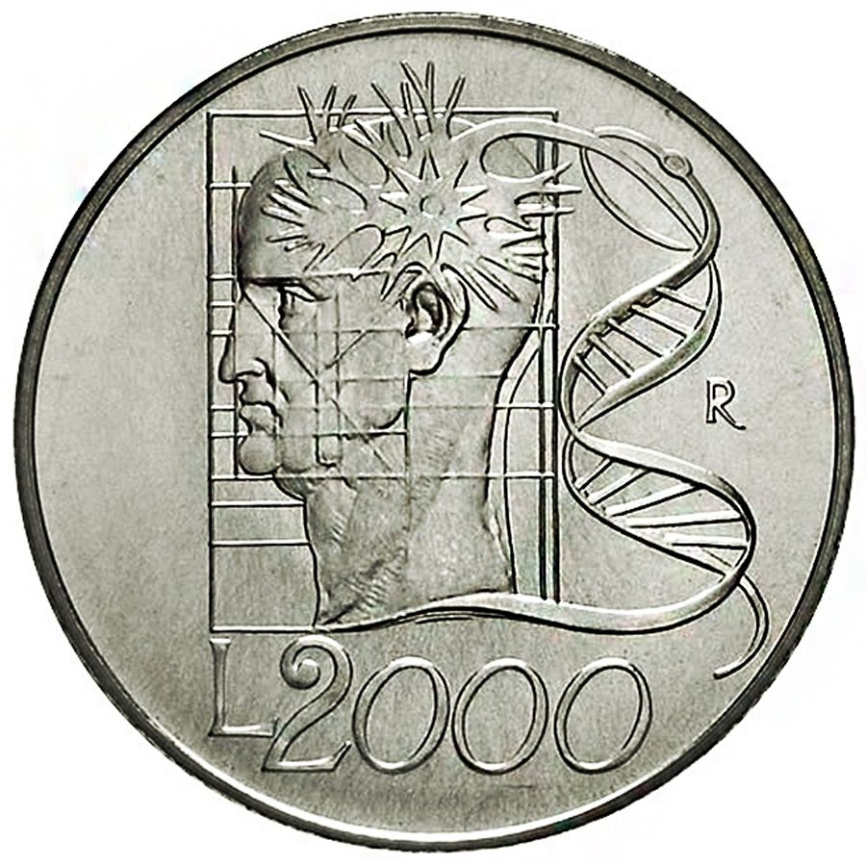 Италия 2000 лир 1998 - Творческий разум. ДНК фото 1