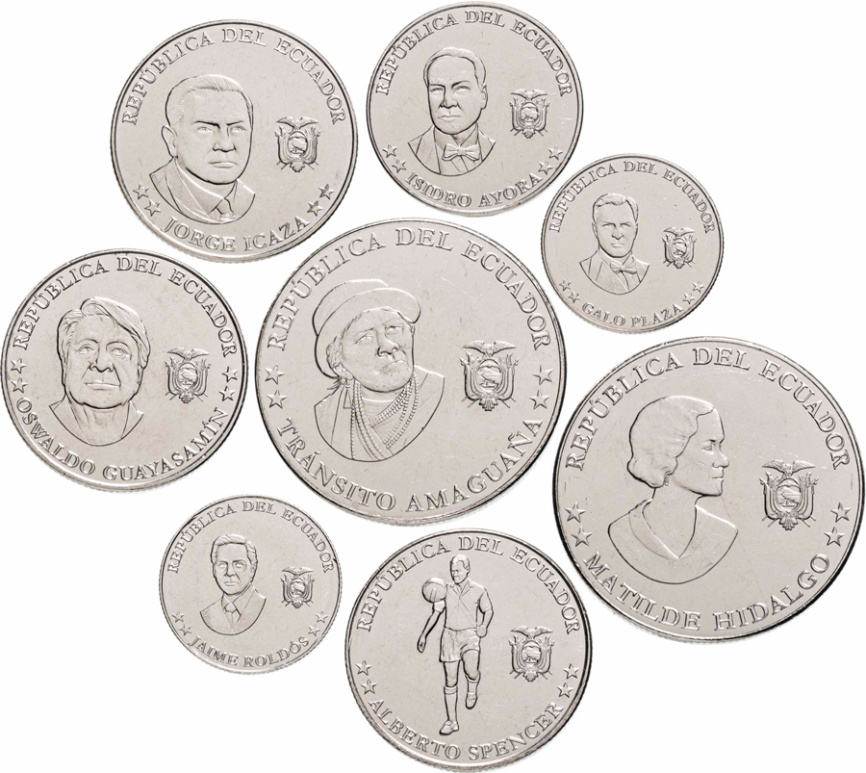 Набор монет Эквадора 2023 год (сентаво, 8 штук) фото 1