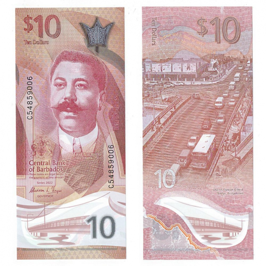 Барбадос 10 долларов 2022 год (полимер) фото 1