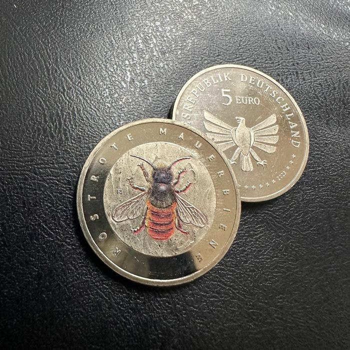 Красная пчела-каменщик - Германия, 5 евро, 2023 год фото 3