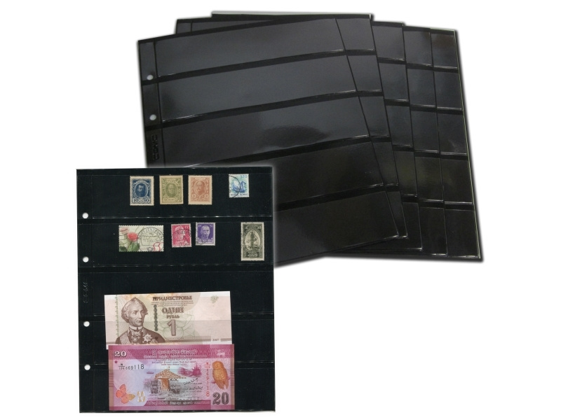 Лист для марок на 5 ячеек с двух сторон (черная основа) фото 1