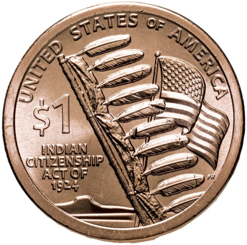 Закон о гражданстве индейцев - 1 доллар из серии Сакагавея (Индианка) США фото 1