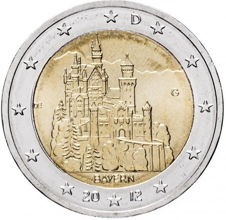Замок Бавария - 2 евро, Германия, 2012 год фото 1