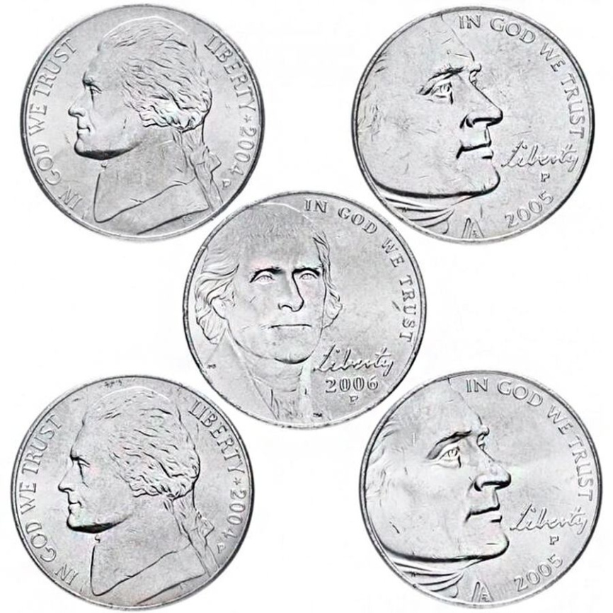 Набор монет США "Путешествие на Запад" 5 центов (5шт) фото 1