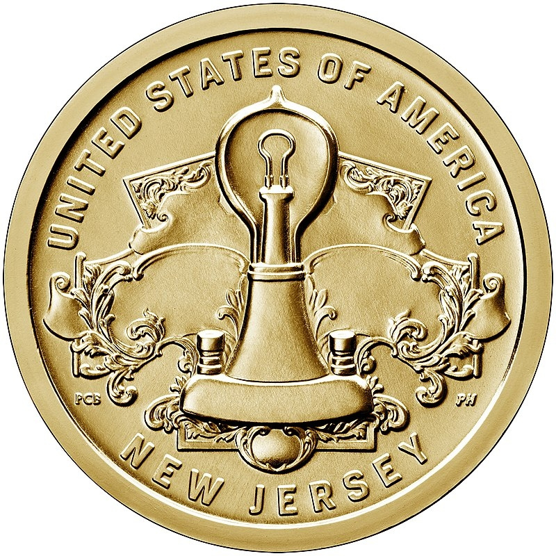 Американские Инновации "Лампа накаливания Эдисона (Нью-Джерси)" - 1 доллар, 2019 год, США фото 1