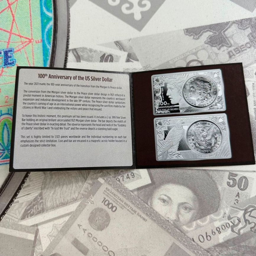 Доллар Моргана и серебряный слиток - памятный выпуск 1921-2021 гг фото 8