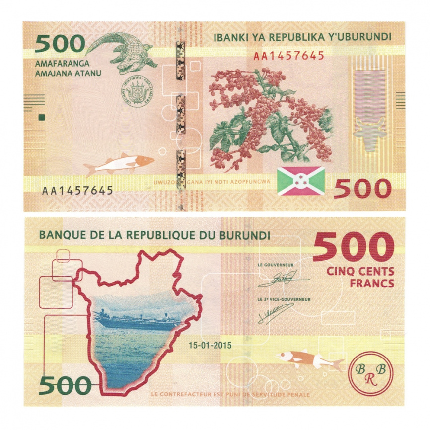 Бурунди 500 франков 2015-2018 гг фото 1