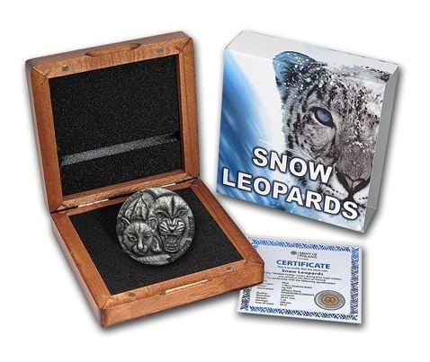 Снежный леопард - Семья дикой природы, 1 доллар, о. Ниуэ фото 4