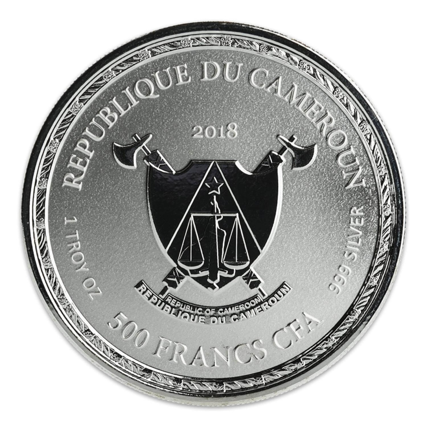 Дракон - Камерун, 500 франков, 2018 год, серебро фото 2