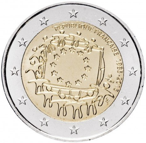 30 лет еврофлагу - 2 евро, Франция, 2015 год фото 1