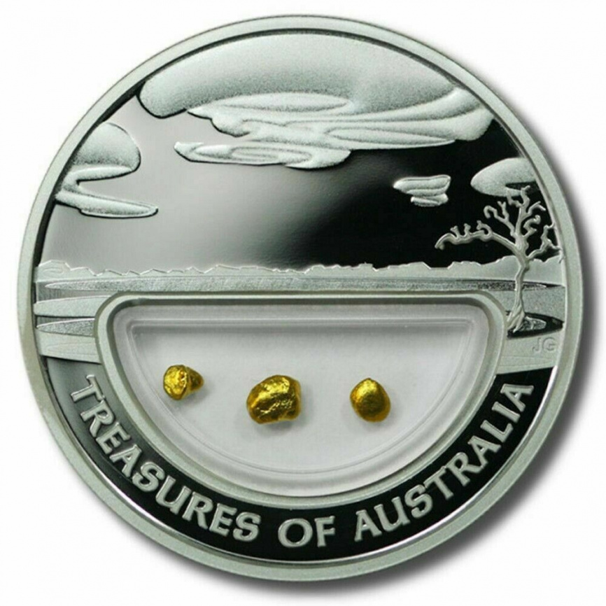 Сокровища Австралии | Монета с самородками золота фото 1