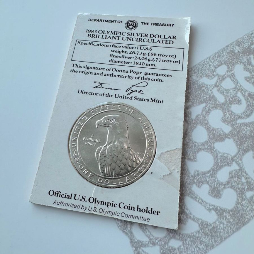 XXIII летние Олимпийские Игры в Лос-Анджелесе "Дискобол" - США, 1 доллар, 1983 год фото 3