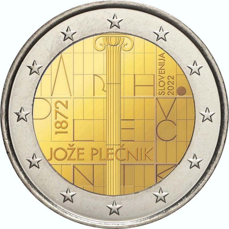 2 евро Словения 2022 - 150 лет со дня рождения архитектора Йоже Плечника фото 1