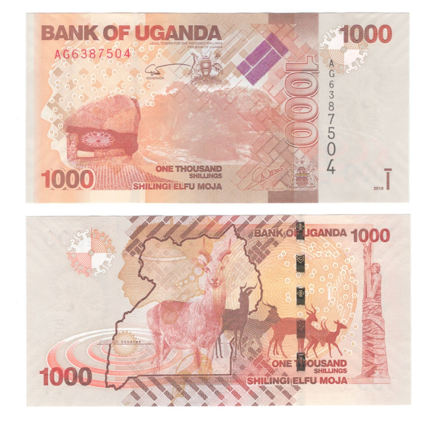 Уганда 1000 шиллингов 2010 год фото 1