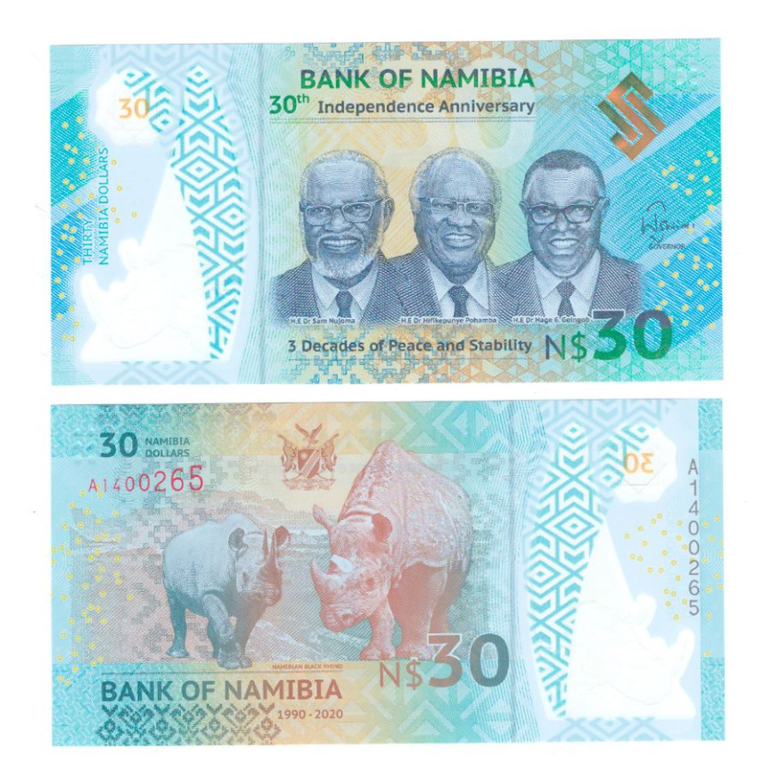 Намибия 30 долларов 2020 год (юбилейная, полимер) фото 1