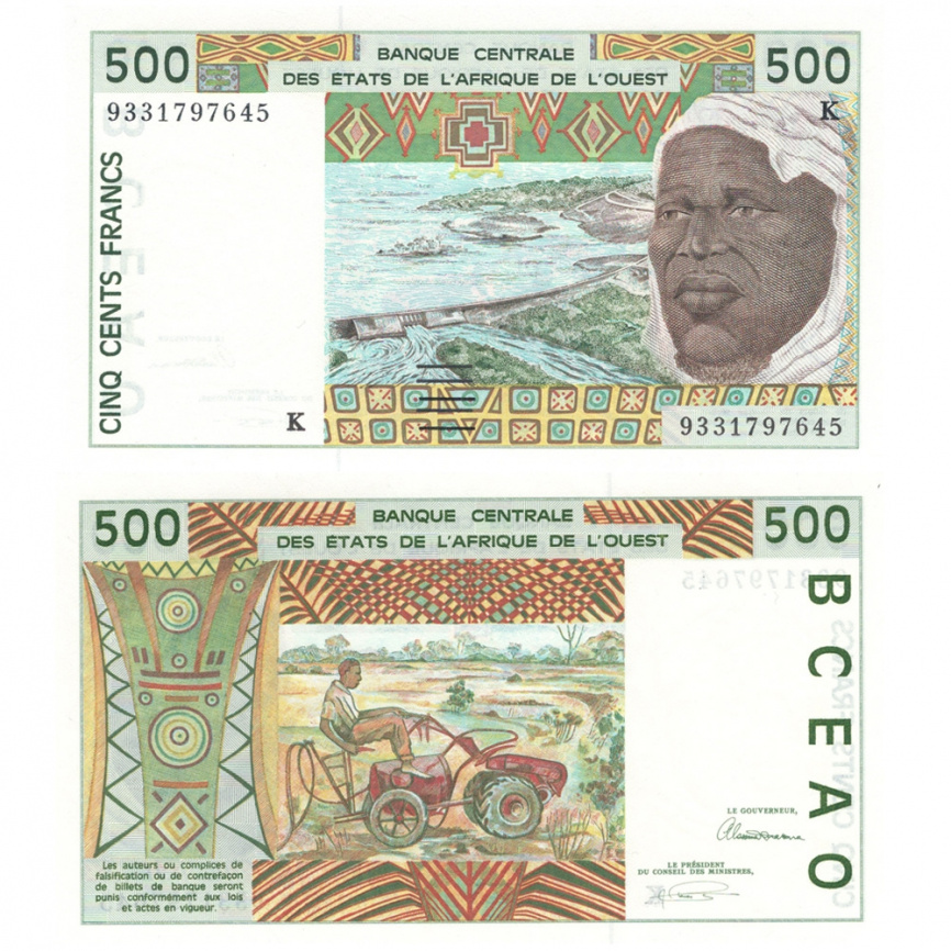 Западная Африка (ЦАР) 500 франков 1993 год фото 1