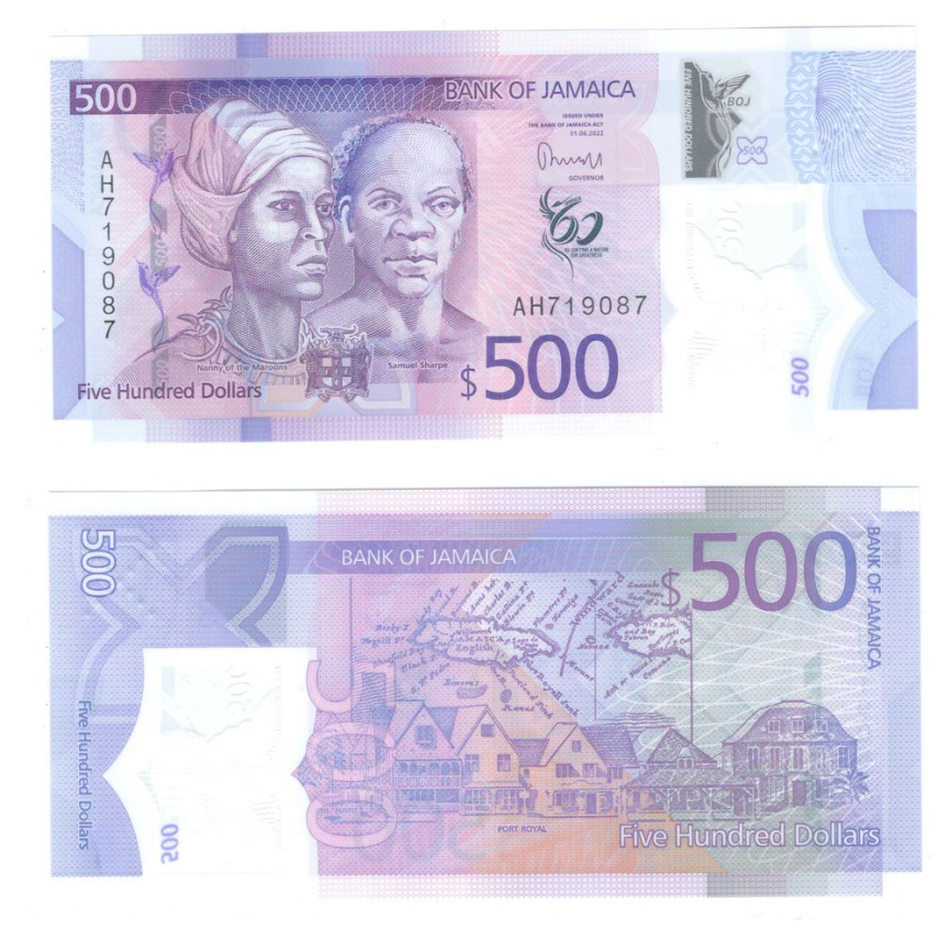 Ямайка 500 долларов 2022 год (юбилейная, полимер) фото 1