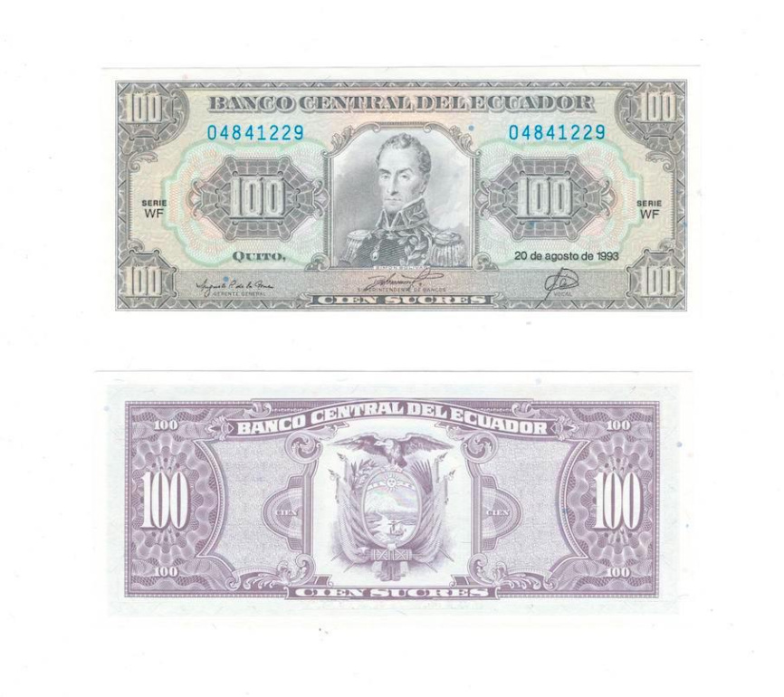 Эквадор 100 сукре 1993 год фото 1