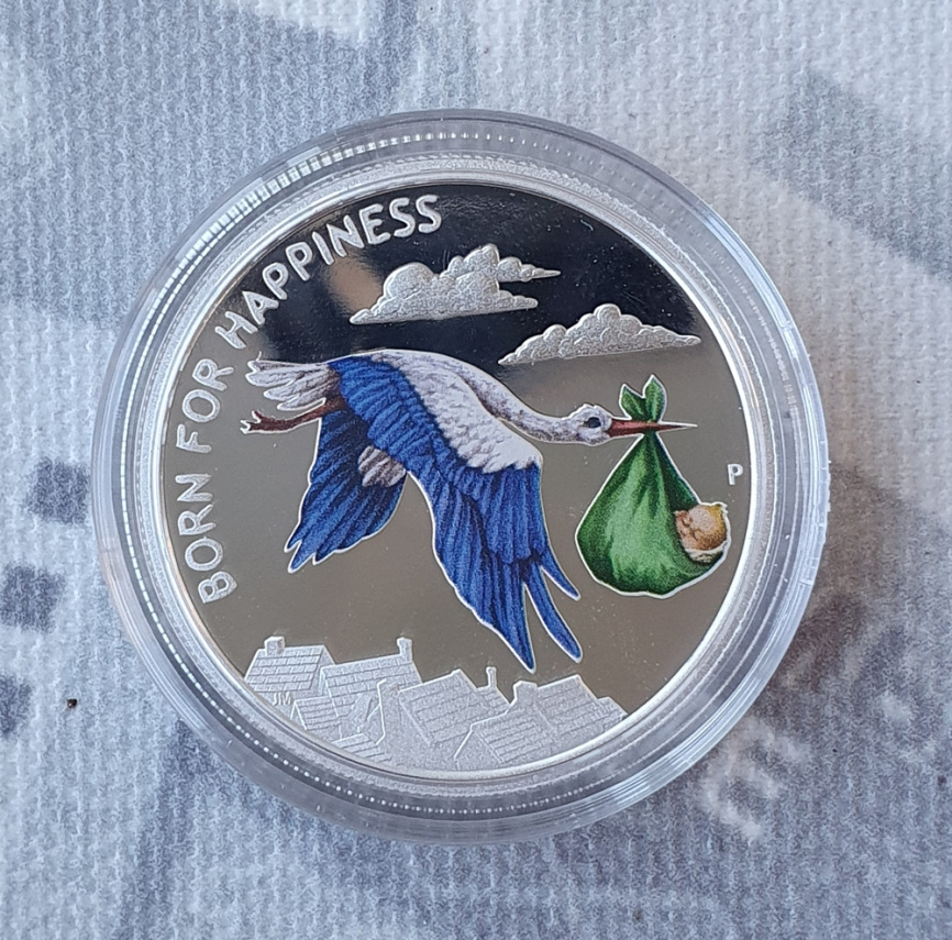 Рожденный для счастья, монета в альбоме для новорожденного - Тувалу, 50 центов фото 3