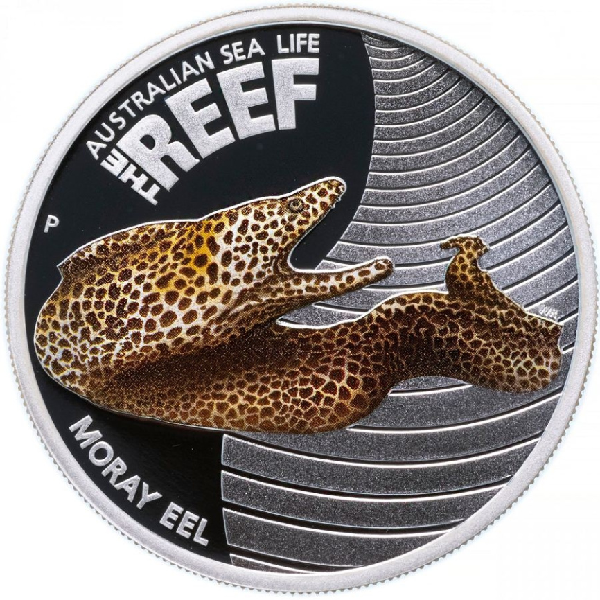 Мурена "Риф. Морская жизнь Австралии" - 50 центов, 2010 год, серебро фото 1