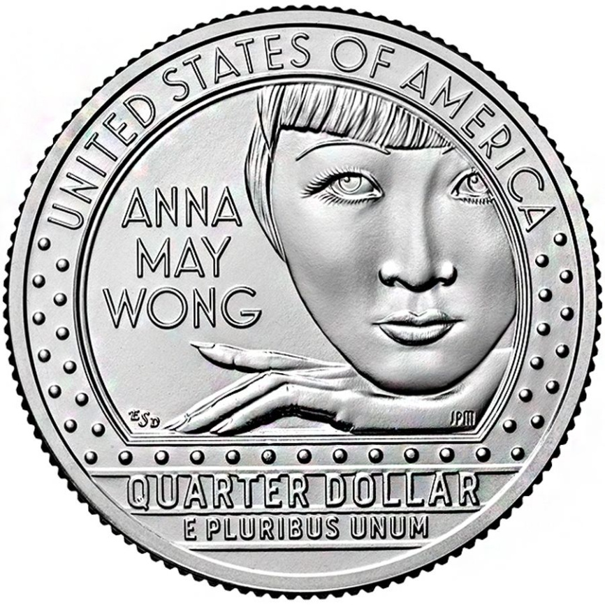 Анна Мэй Вонг, серия Женщины Америки - 25 центов, США, 2022 год фото 1