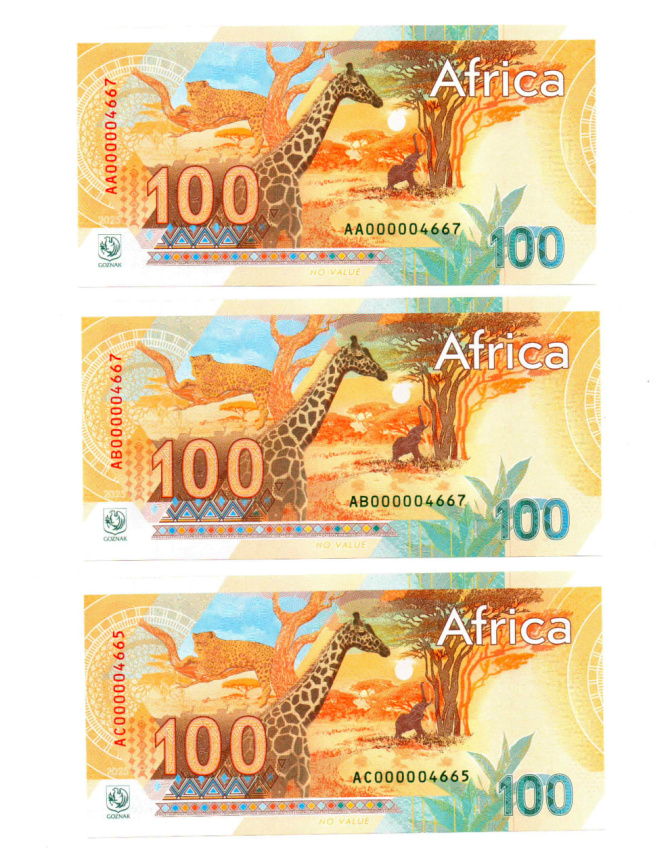 Набор тестовых банкнот ГОЗНАК "Африка. Саванна" (3шт) фото 3