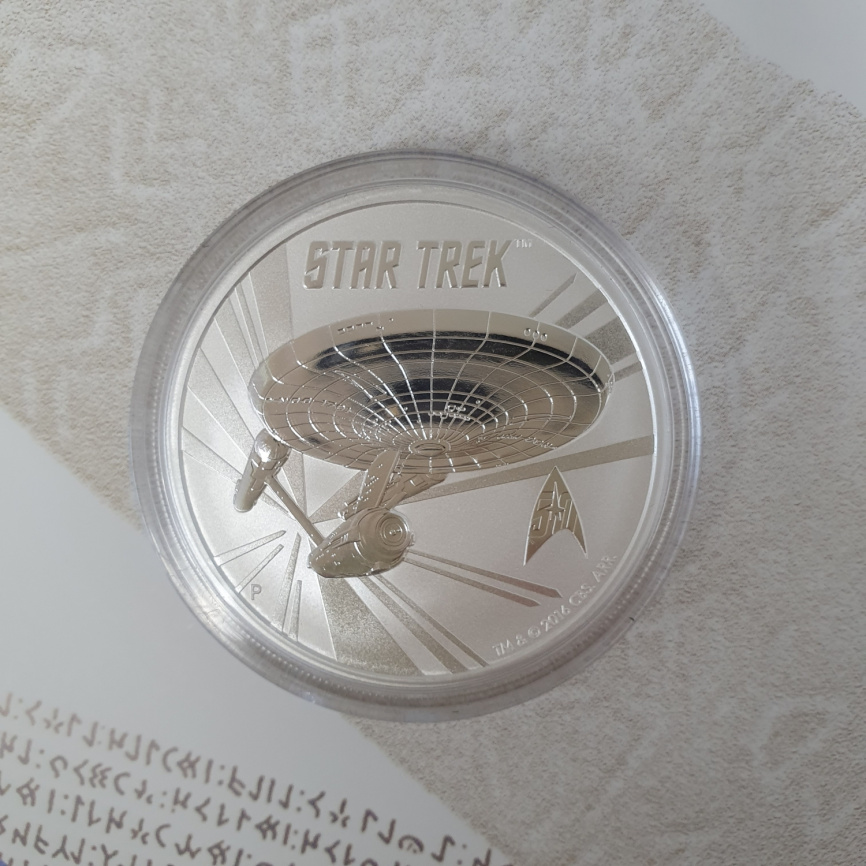 Серебряная монета Star Trek (СтарТрек) серия MARVEL - Тувалу 1 доллар 2016 фото 2